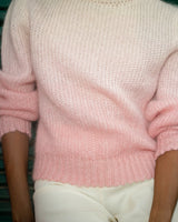 pull femme en mohair beige ecru rose degrade de couleur allrich