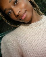 allrich kate sweater mohair white round neck crewneck close up knit brand