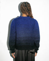 allrich kate bleu noir pull femme mohair col rond vu dos manches longues