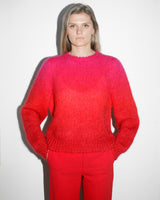 allrich pull mohair col rond rouge pink magenta degrade maille femme