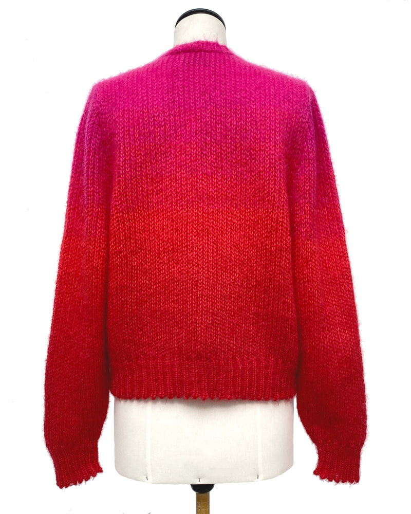 pull allrich degrade couleur rouge pink mohair tricote maille dos