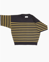 allrich-elektra pull marin avec coupe ample et epaule boutonnee noir or