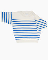 pull rayure marin avec manches courtes et larges en ecru bleu-allrich