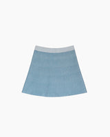 jupe evasee en maille double face couleur bleu blanc