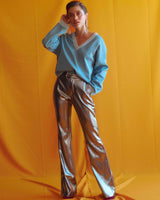 pull stella en col v manches longues tricote en maille brillante