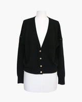 gilet ella noir avec boutons or et ourlet metallique or