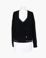 twinset elly noir-debardeur avec cardigan col v pour femme-allrich