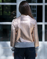 allrich-gilet femme en rose brillant boutonne vu de dos
