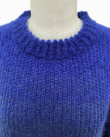 allrich pull feminin kate col rond close up encolure bleu mohair