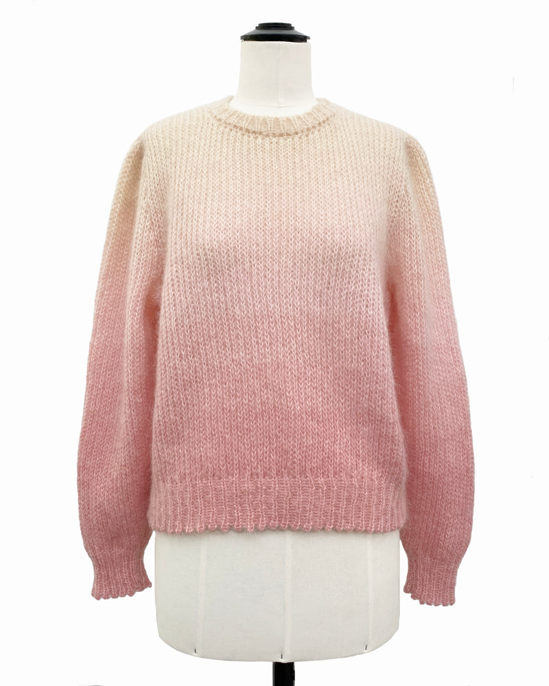 allrich kate sweater mohair color gradient white ecru rose pink crewneck long sleeves womens