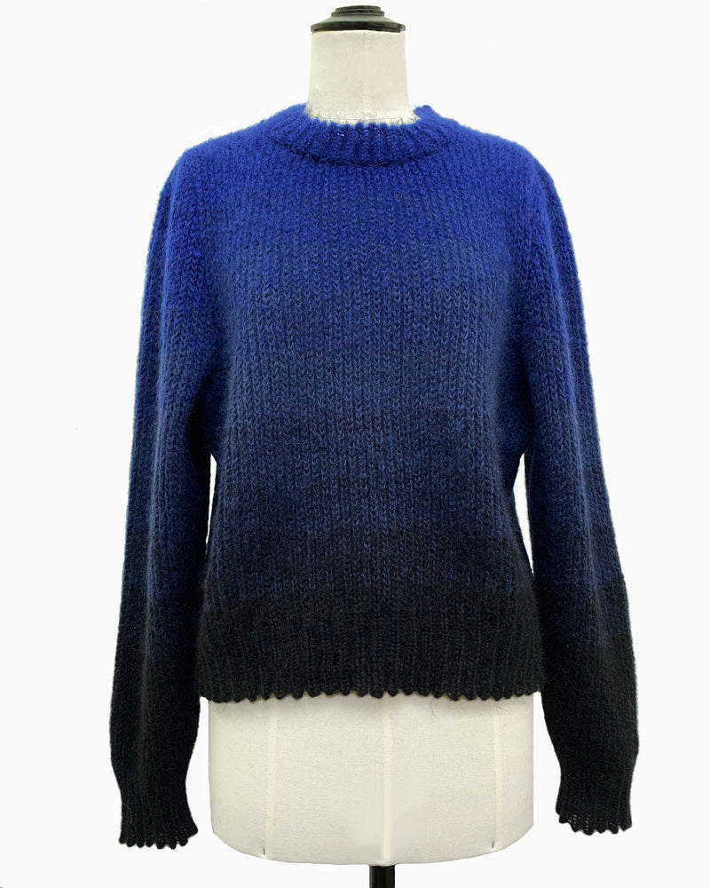 allrich womens sweater kate color gradient blue black crew neck long sleeves mohair