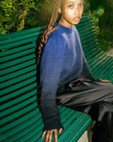 kate women knit sweater mohair crewneck blue black gradient long sleeves allrich