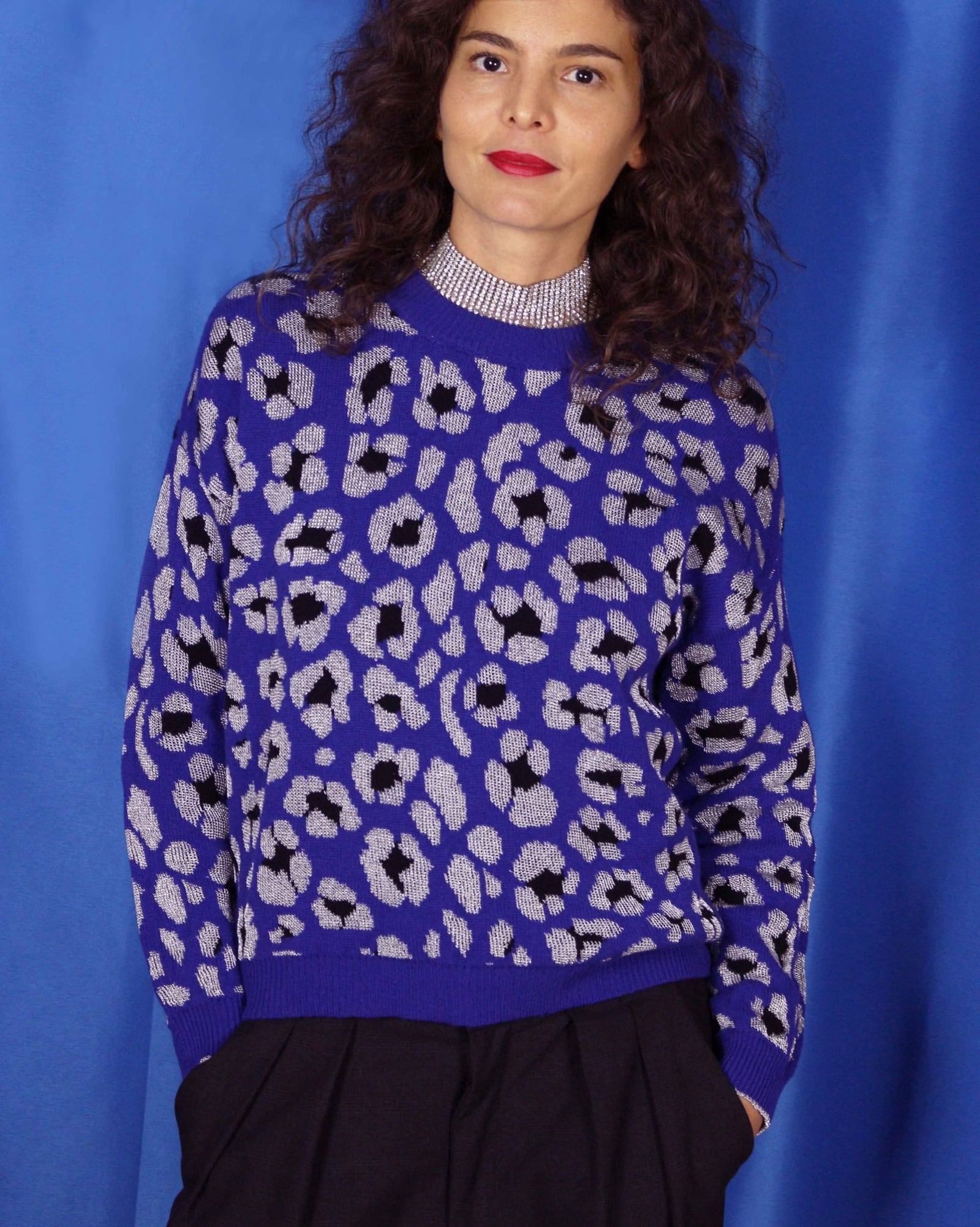 Felice Sweater Royal Blue Silver allrich